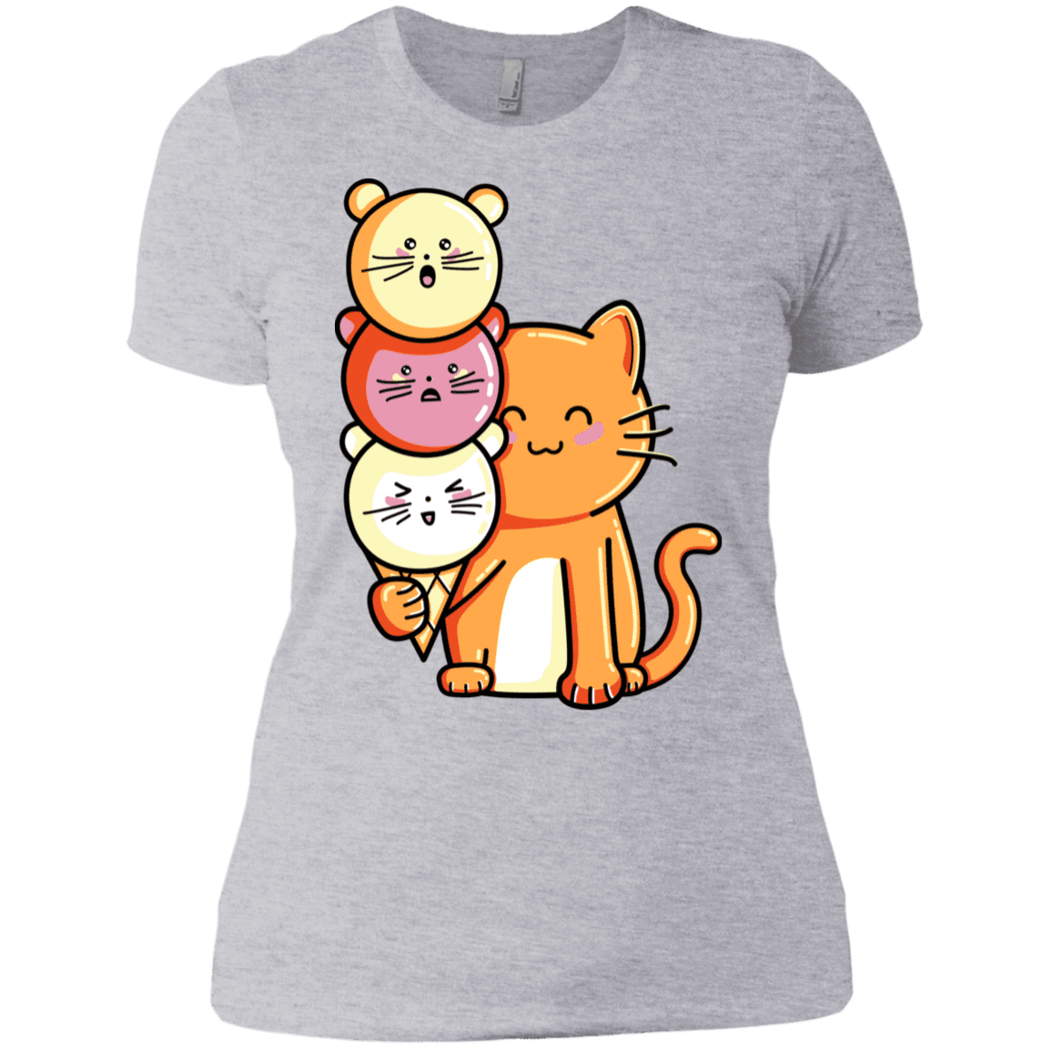 T-Shirts Heather Grey / X-Small Cat and Micecream Women's Premium T-Shirt