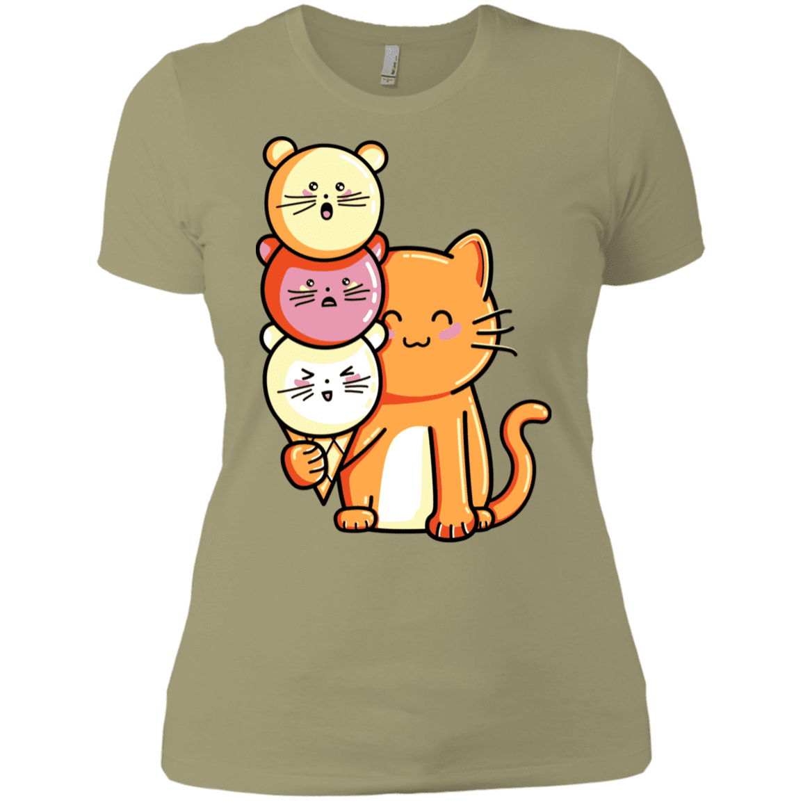T-Shirts Light Olive / X-Small Cat and Micecream Women's Premium T-Shirt