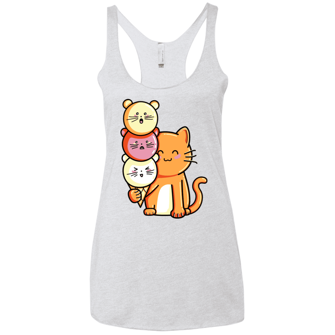 T-Shirts Heather White / X-Small Cat and Micecream Women's Triblend Racerback Tank