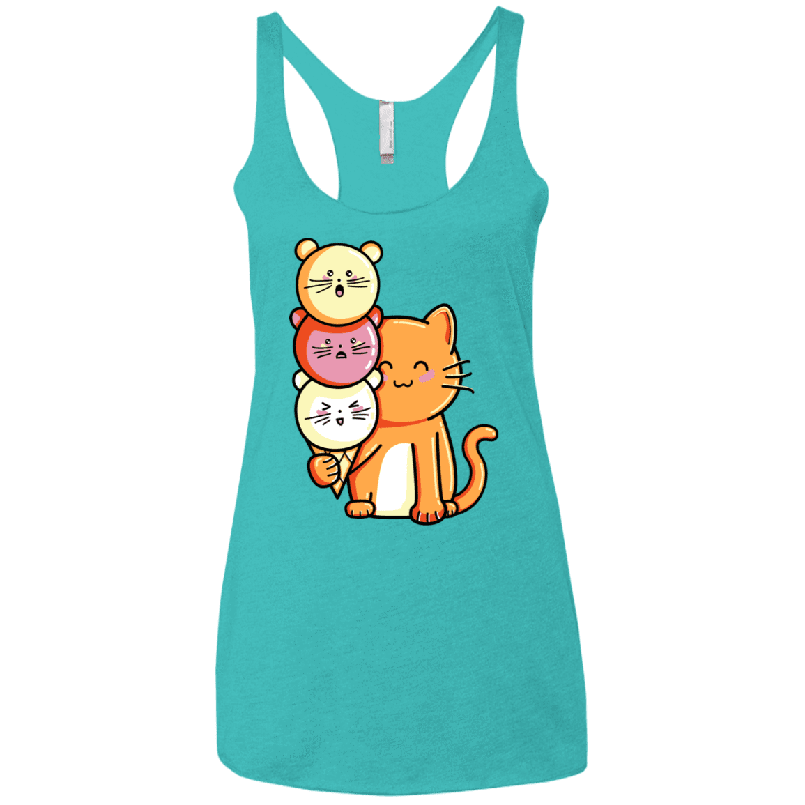 T-Shirts Tahiti Blue / X-Small Cat and Micecream Women's Triblend Racerback Tank