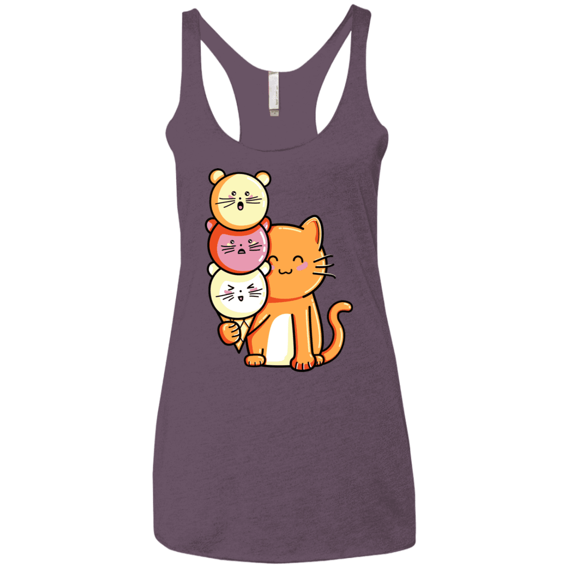 T-Shirts Vintage Purple / X-Small Cat and Micecream Women's Triblend Racerback Tank