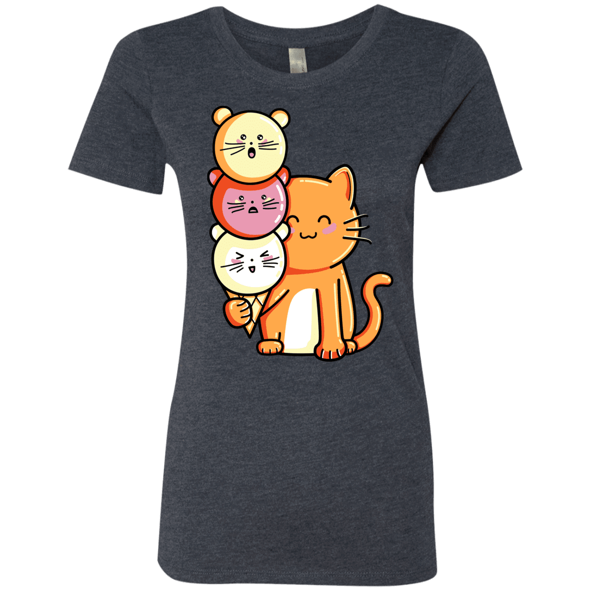 T-Shirts Vintage Navy / S Cat and Micecream Women's Triblend T-Shirt