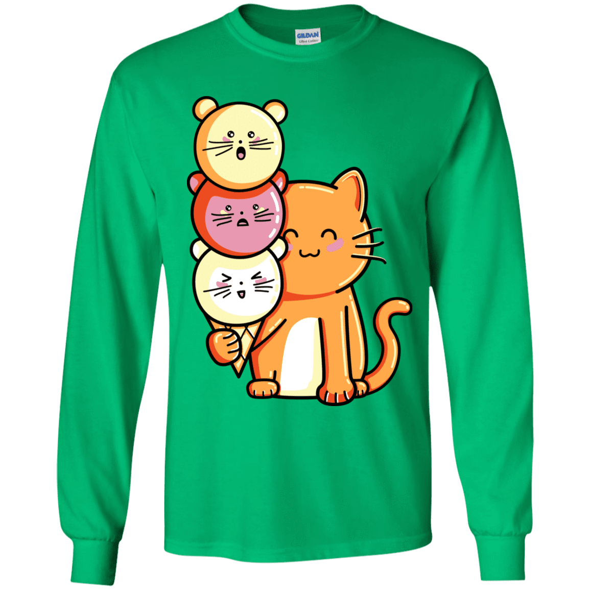 T-Shirts Irish Green / YS Cat and Micecream Youth Long Sleeve T-Shirt