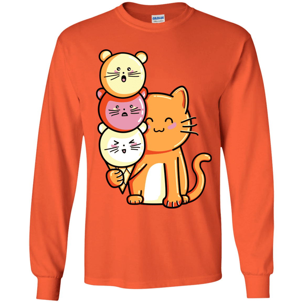 T-Shirts Orange / YS Cat and Micecream Youth Long Sleeve T-Shirt