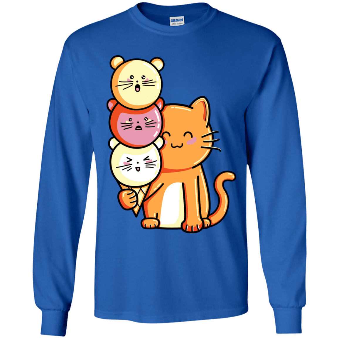 T-Shirts Royal / YS Cat and Micecream Youth Long Sleeve T-Shirt