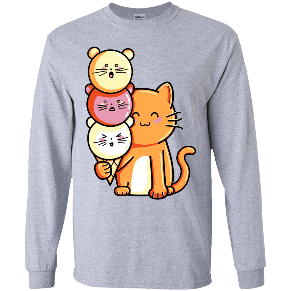 T-Shirts Sport Grey / YS Cat and Micecream Youth Long Sleeve T-Shirt