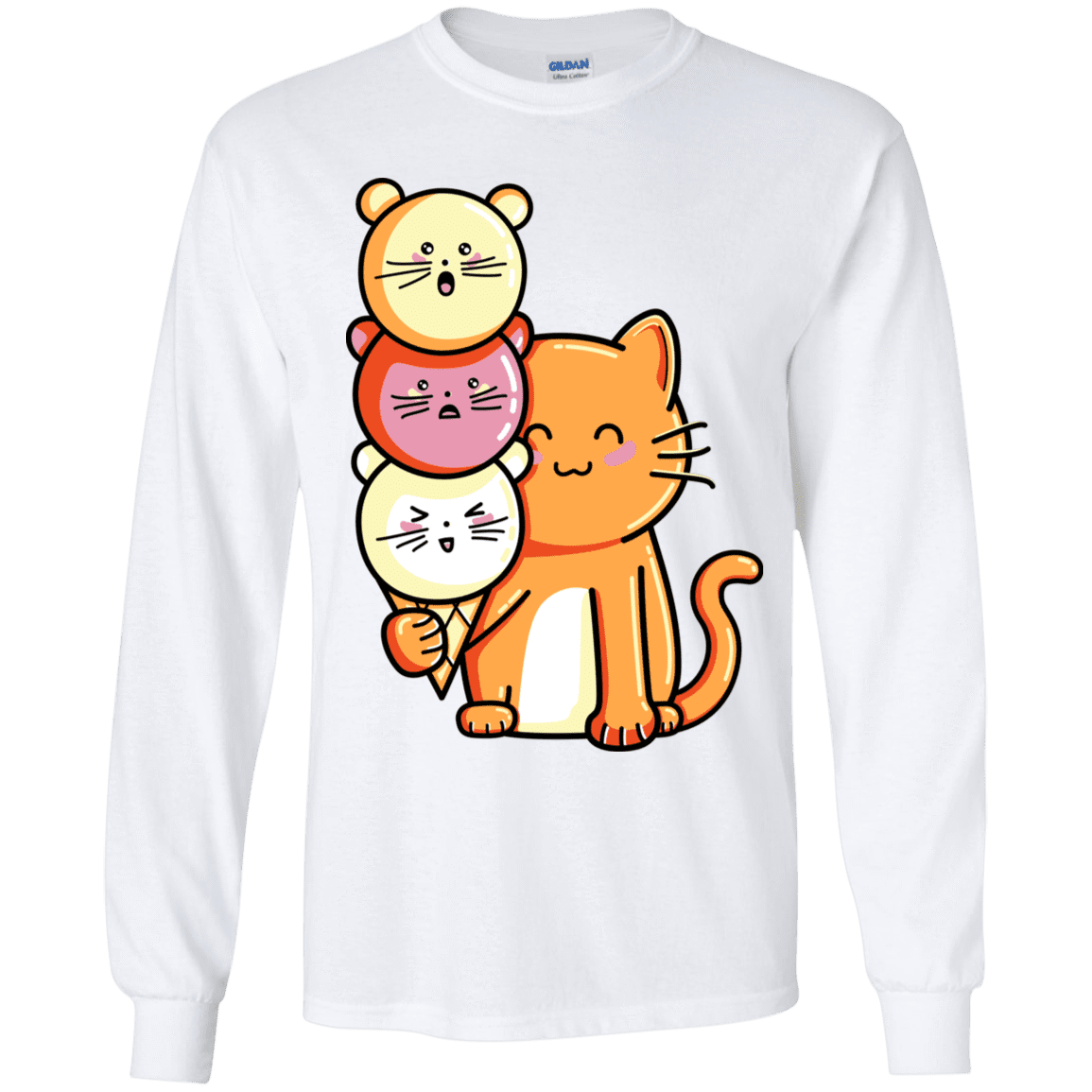 T-Shirts White / YS Cat and Micecream Youth Long Sleeve T-Shirt