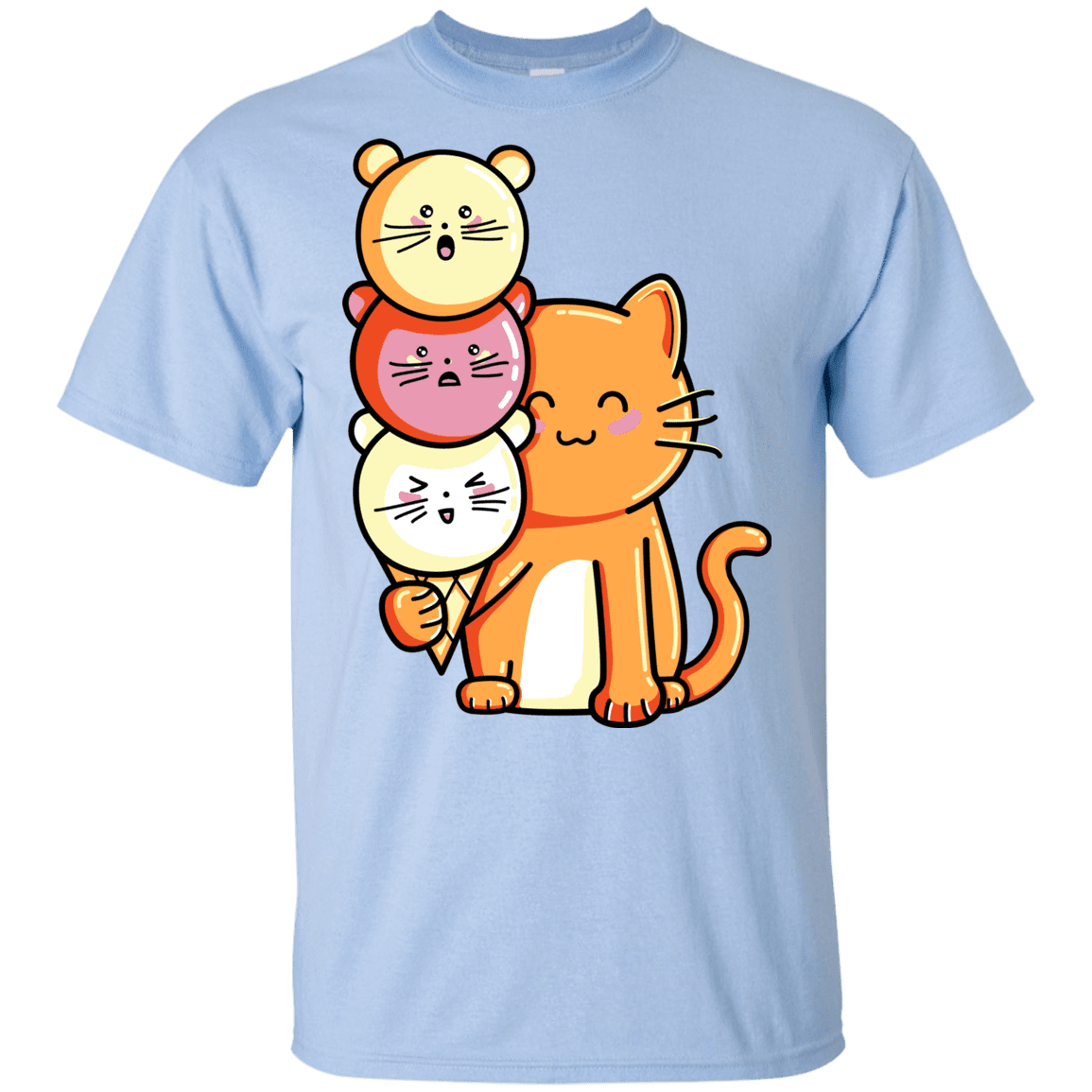 T-Shirts Light Blue / YXS Cat and Micecream Youth T-Shirt