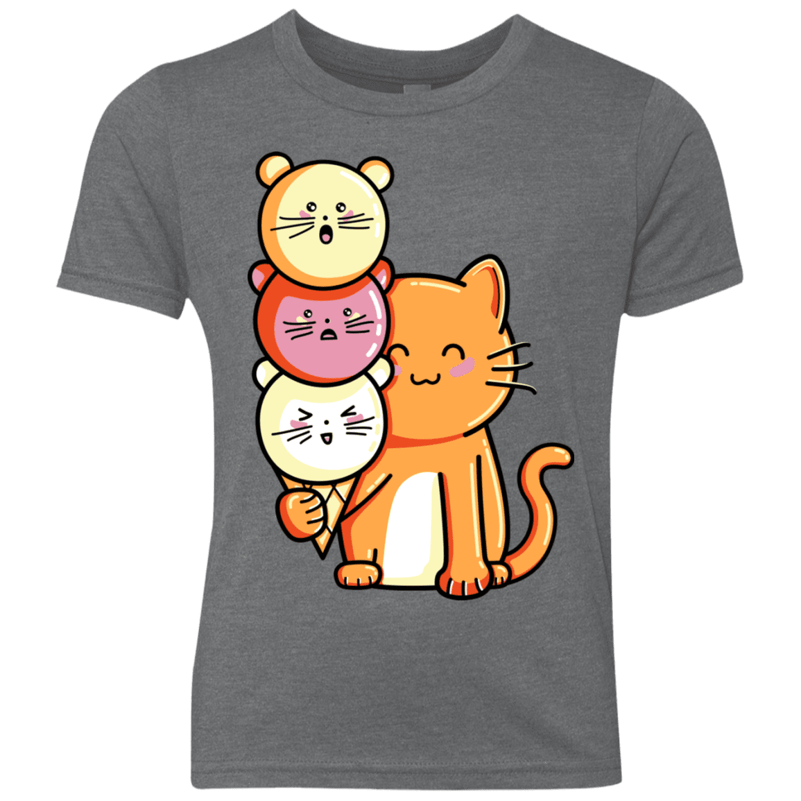 T-Shirts Premium Heather / YXS Cat and Micecream Youth Triblend T-Shirt