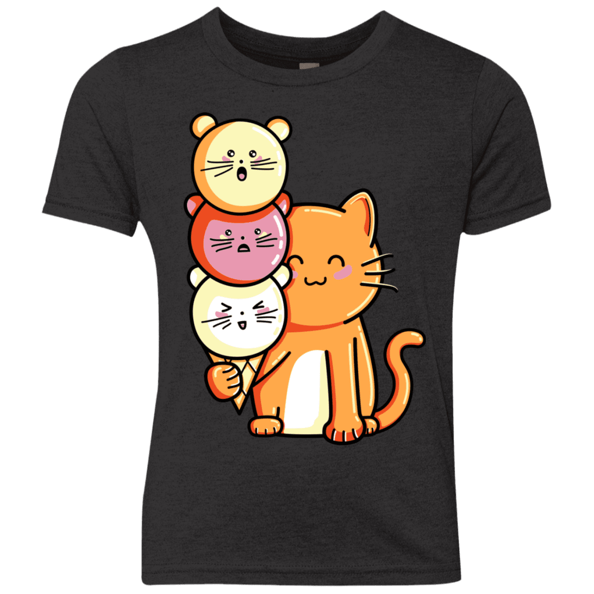 T-Shirts Vintage Black / YXS Cat and Micecream Youth Triblend T-Shirt