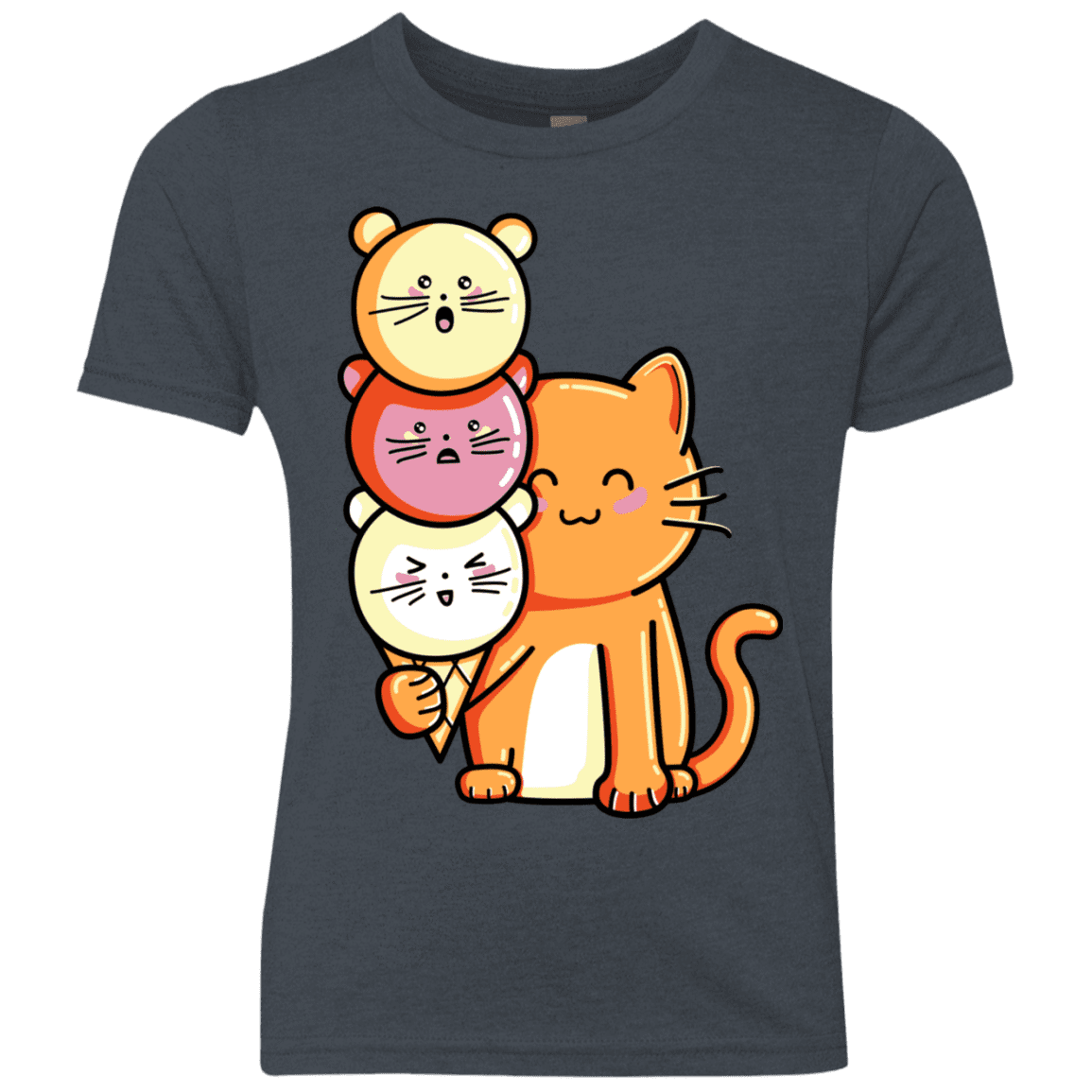 T-Shirts Vintage Navy / YXS Cat and Micecream Youth Triblend T-Shirt