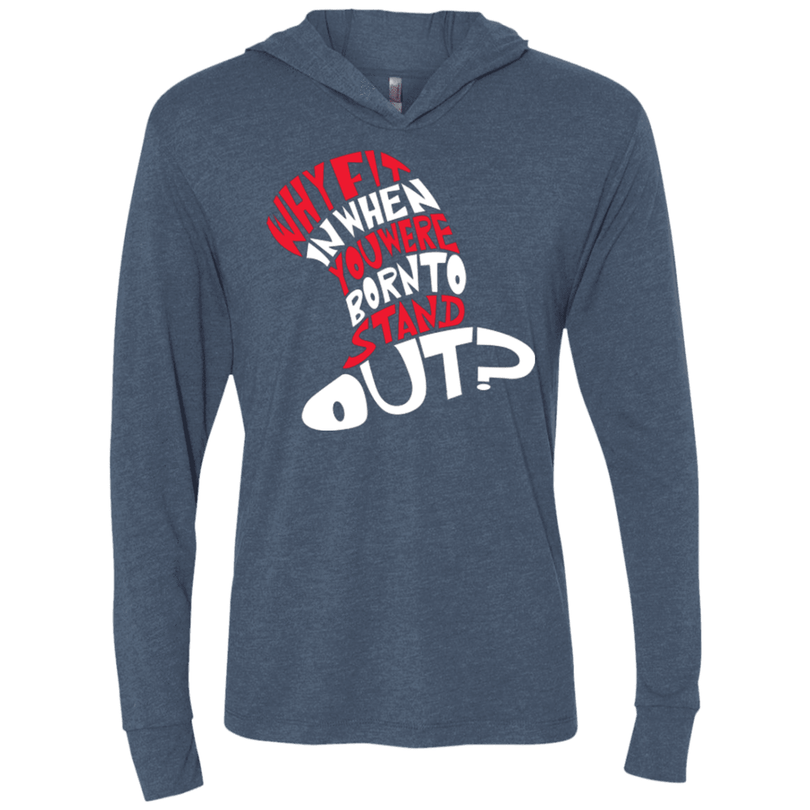 T-Shirts Indigo / X-Small Cat In The Hat Triblend Long Sleeve Hoodie Tee