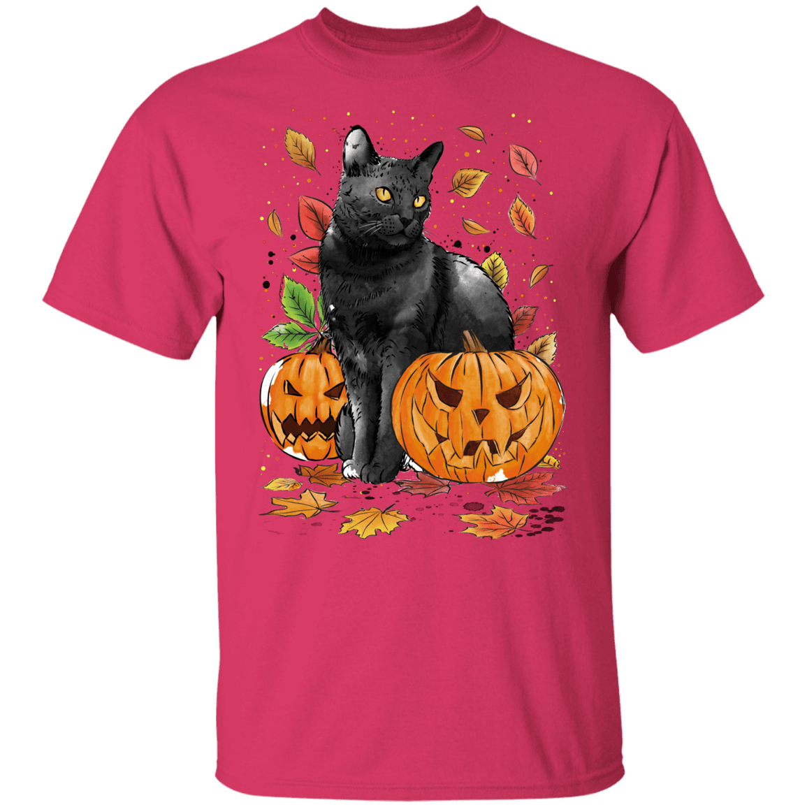 T-Shirts Heliconia / YXS Cat Leaves and Pumpkins Youth T-Shirt