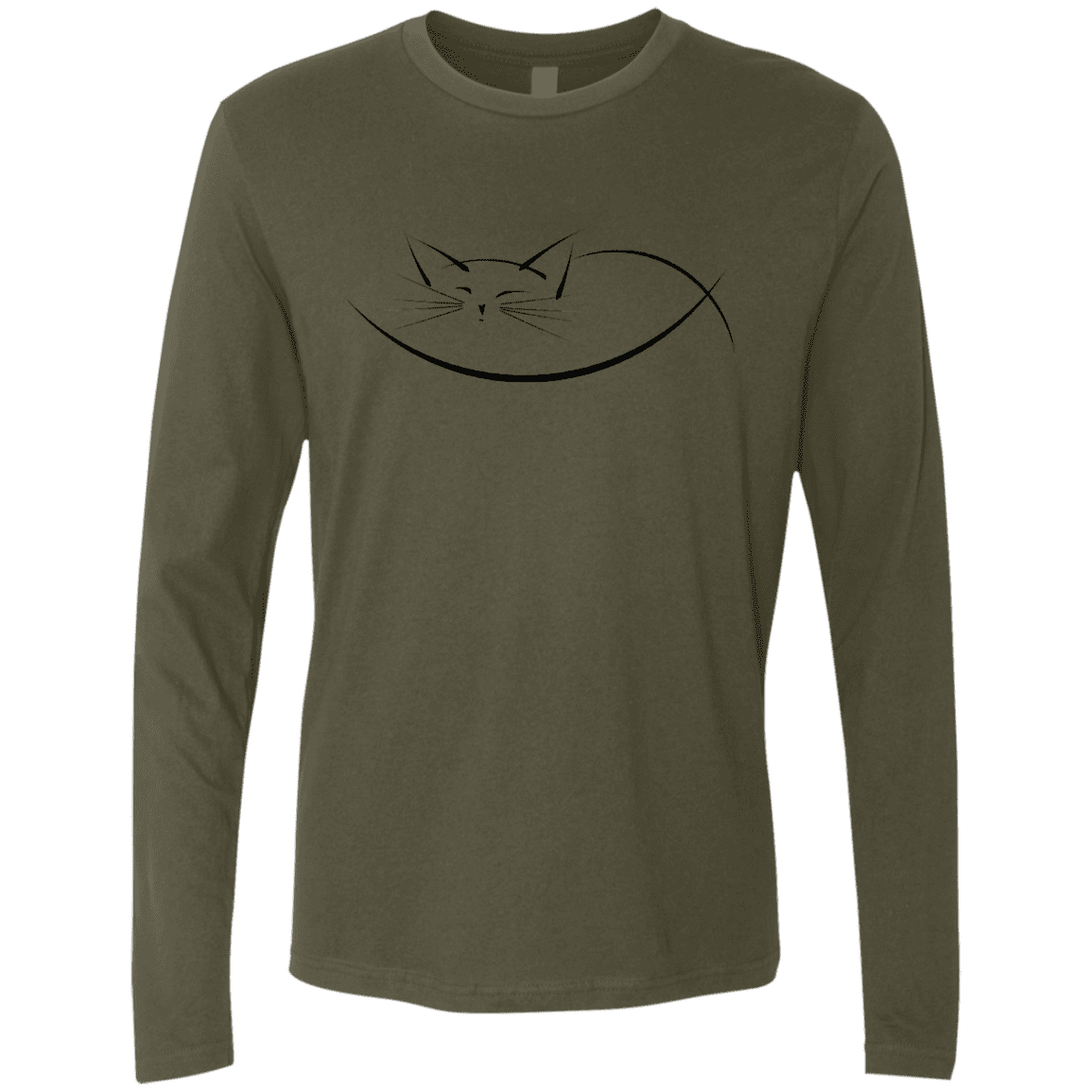 T-Shirts Military Green / S Cat Nap Men's Premium Long Sleeve