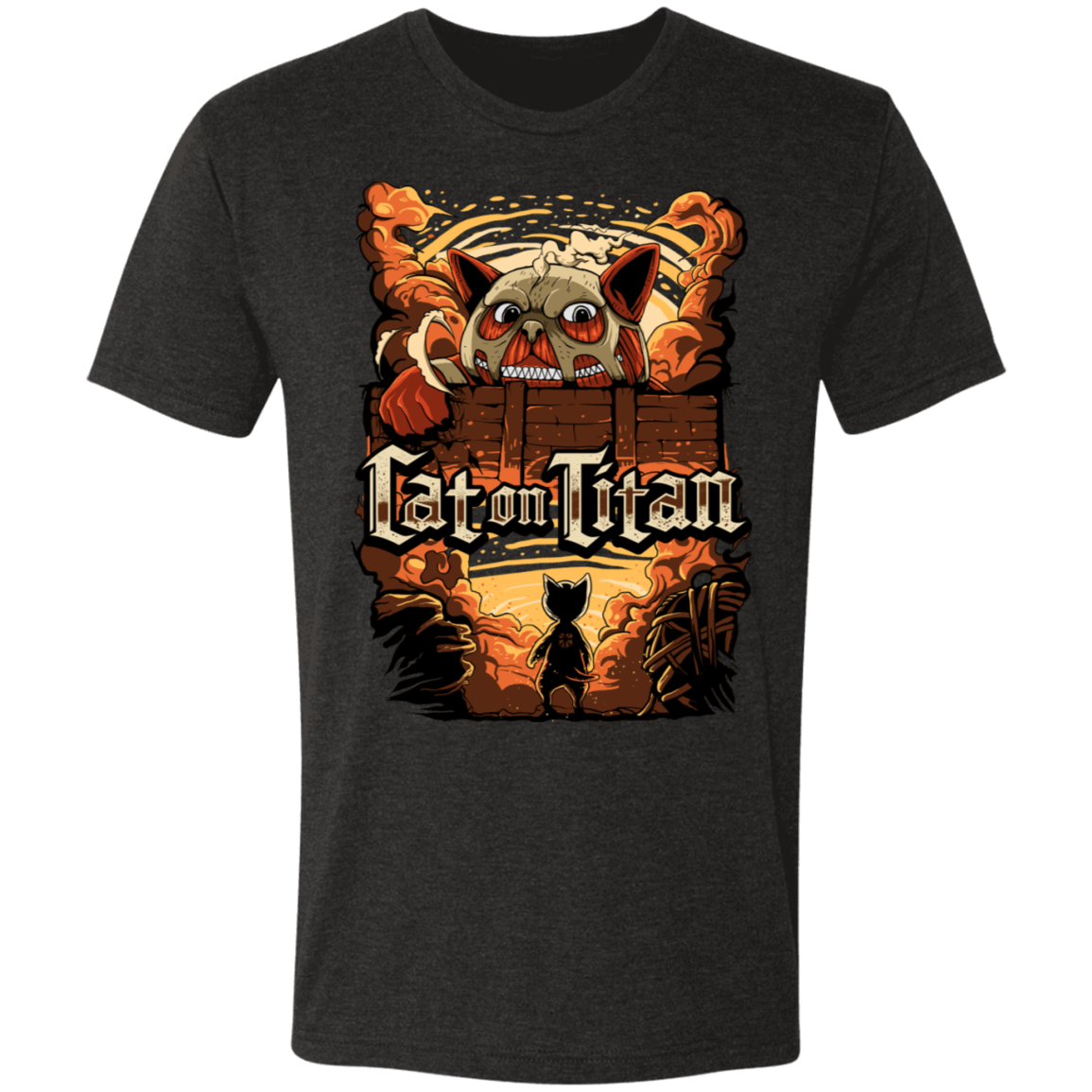 T-Shirts Vintage Black / S Cat on Tittan Men's Triblend T-Shirt