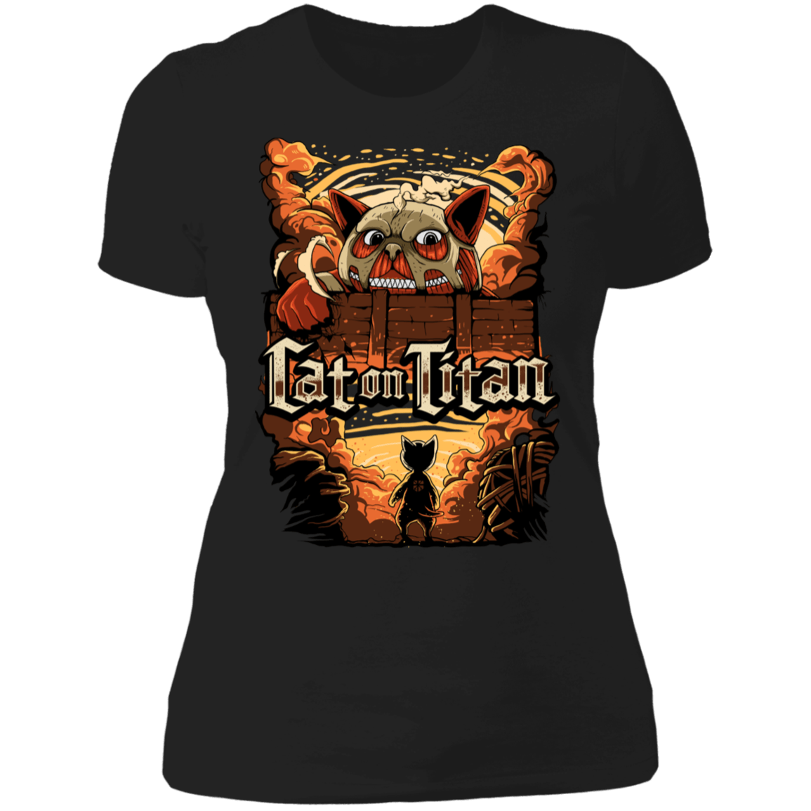 T-Shirts Black / X-Small Cat on Tittan Women's Premium T-Shirt