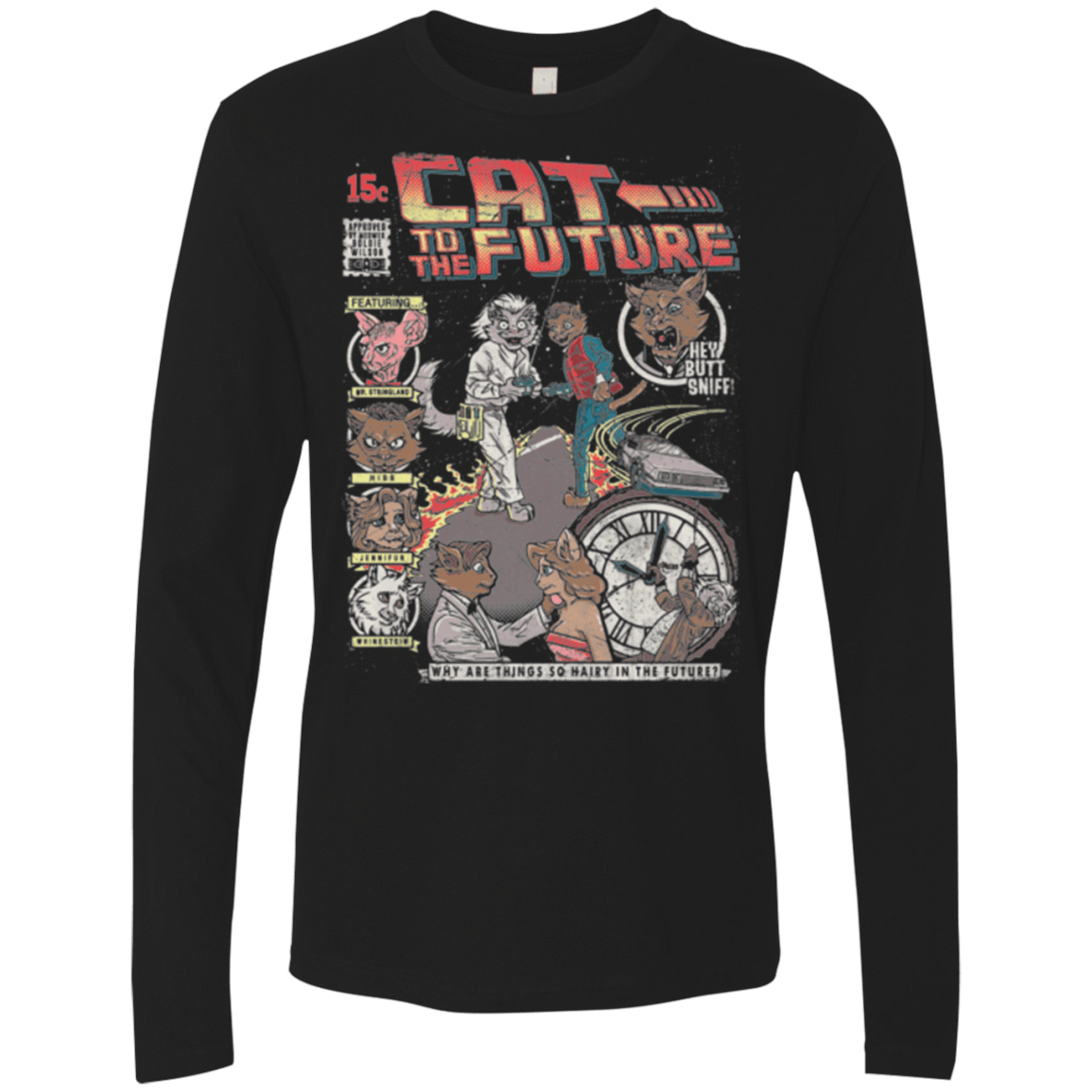 T-Shirts Black / Small CAT TO THE FUTURE Men's Premium Long Sleeve