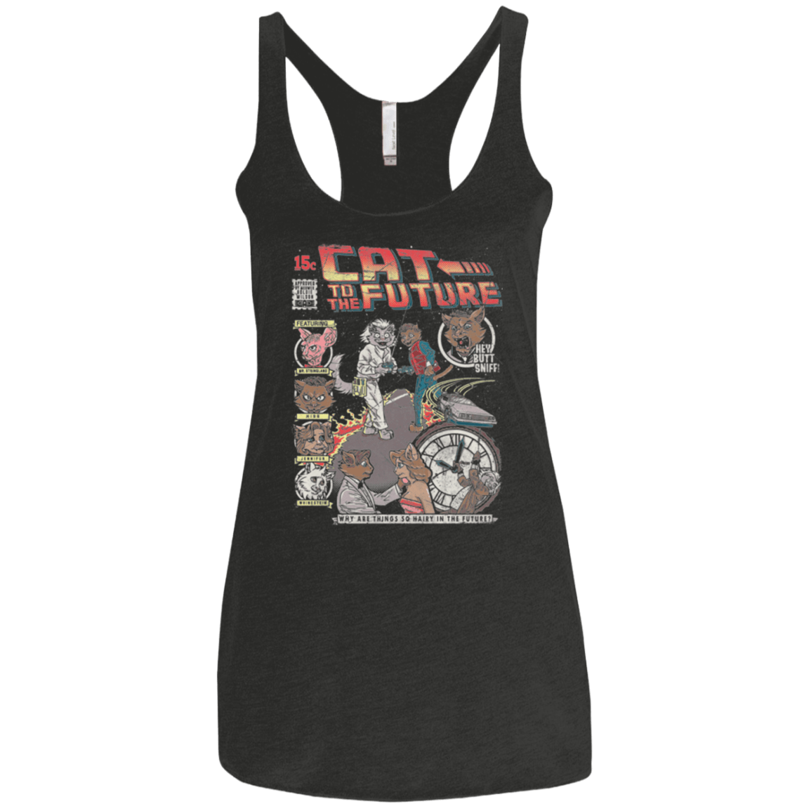 T-Shirts Vintage Black / X-Small CAT TO THE FUTURE Women's Triblend Racerback Tank