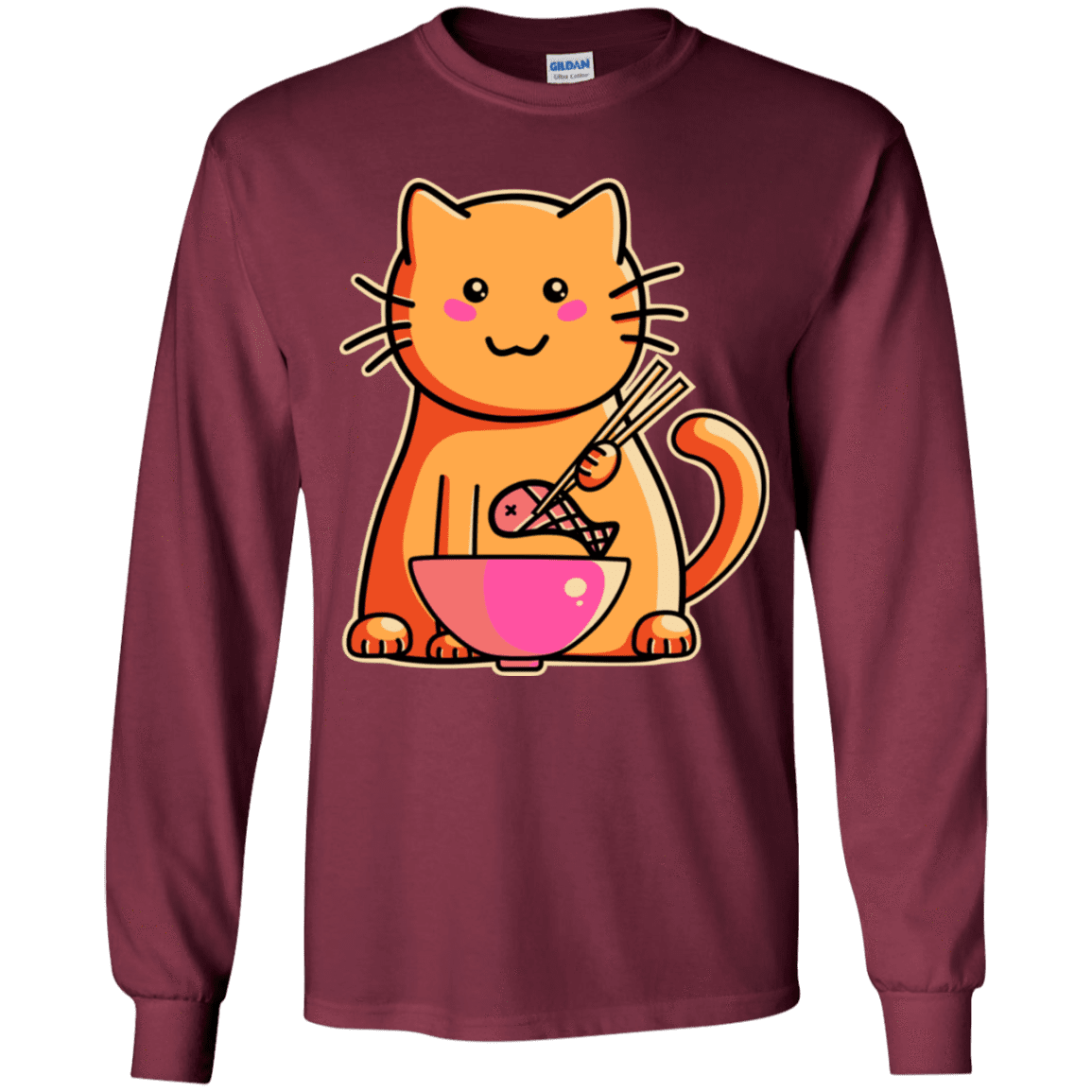 T-Shirts Maroon / YS Cats Favourite Meal Youth Long Sleeve T-Shirt