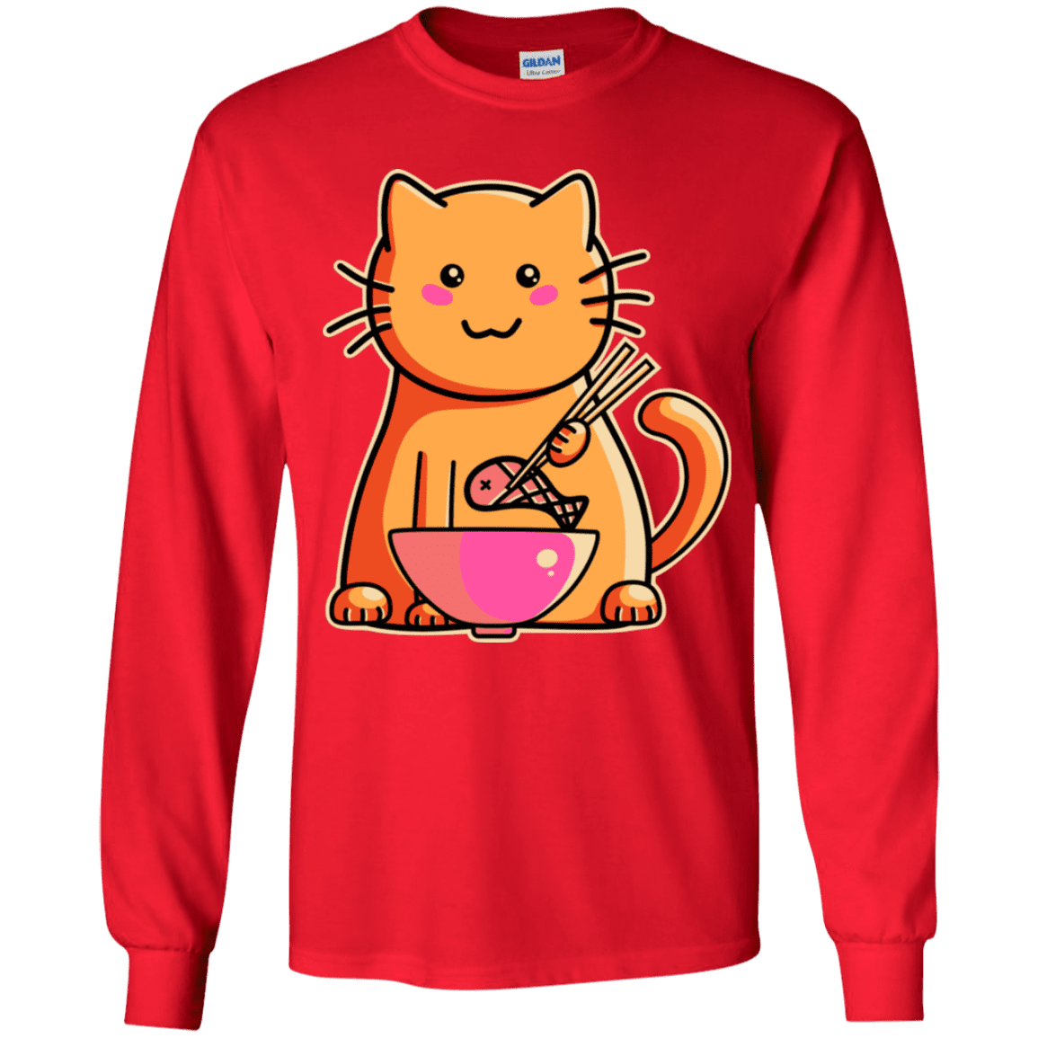 T-Shirts Red / YS Cats Favourite Meal Youth Long Sleeve T-Shirt