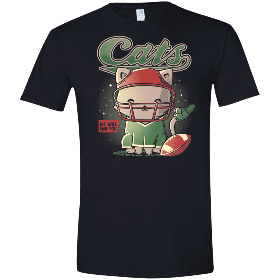 T-Shirts Black / X-Small Cats Football Men's Semi-Fitted Softstyle