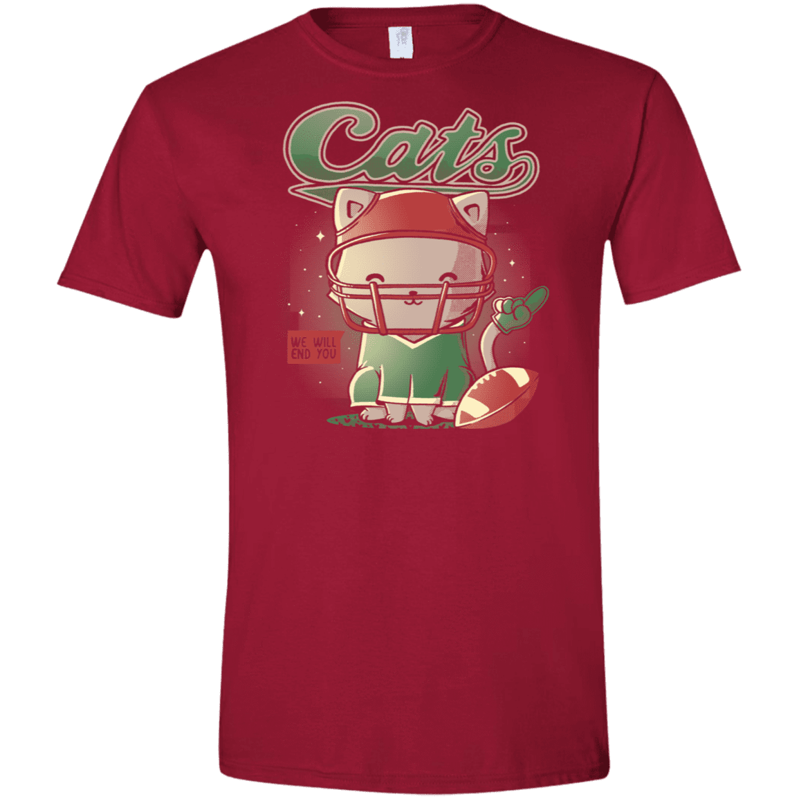 T-Shirts Cardinal Red / S Cats Football Men's Semi-Fitted Softstyle