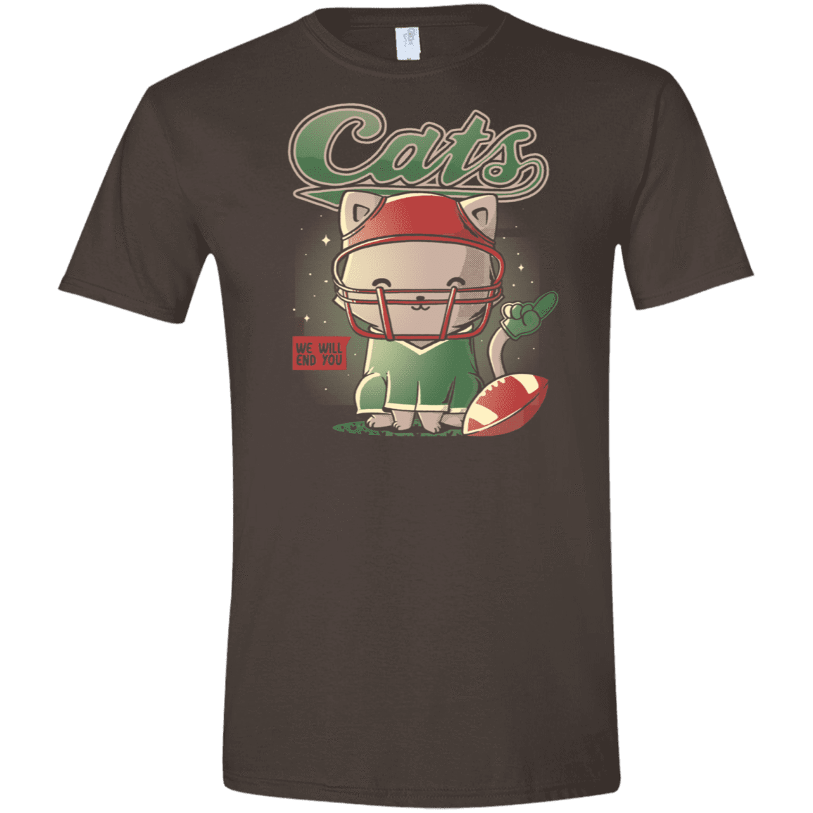 T-Shirts Dark Chocolate / S Cats Football Men's Semi-Fitted Softstyle