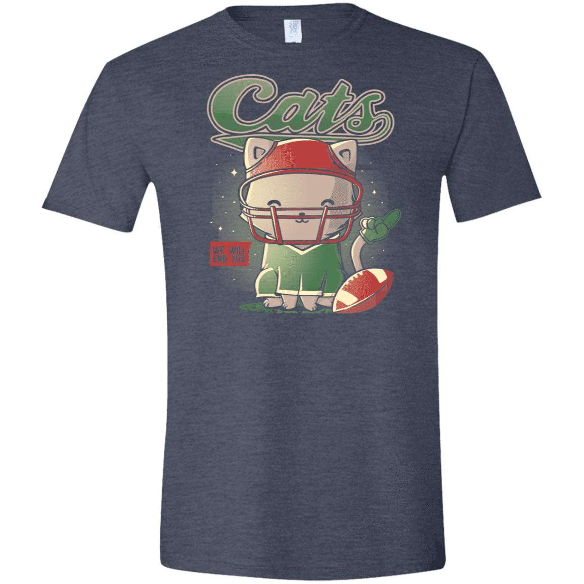 T-Shirts Heather Navy / S Cats Football Men's Semi-Fitted Softstyle