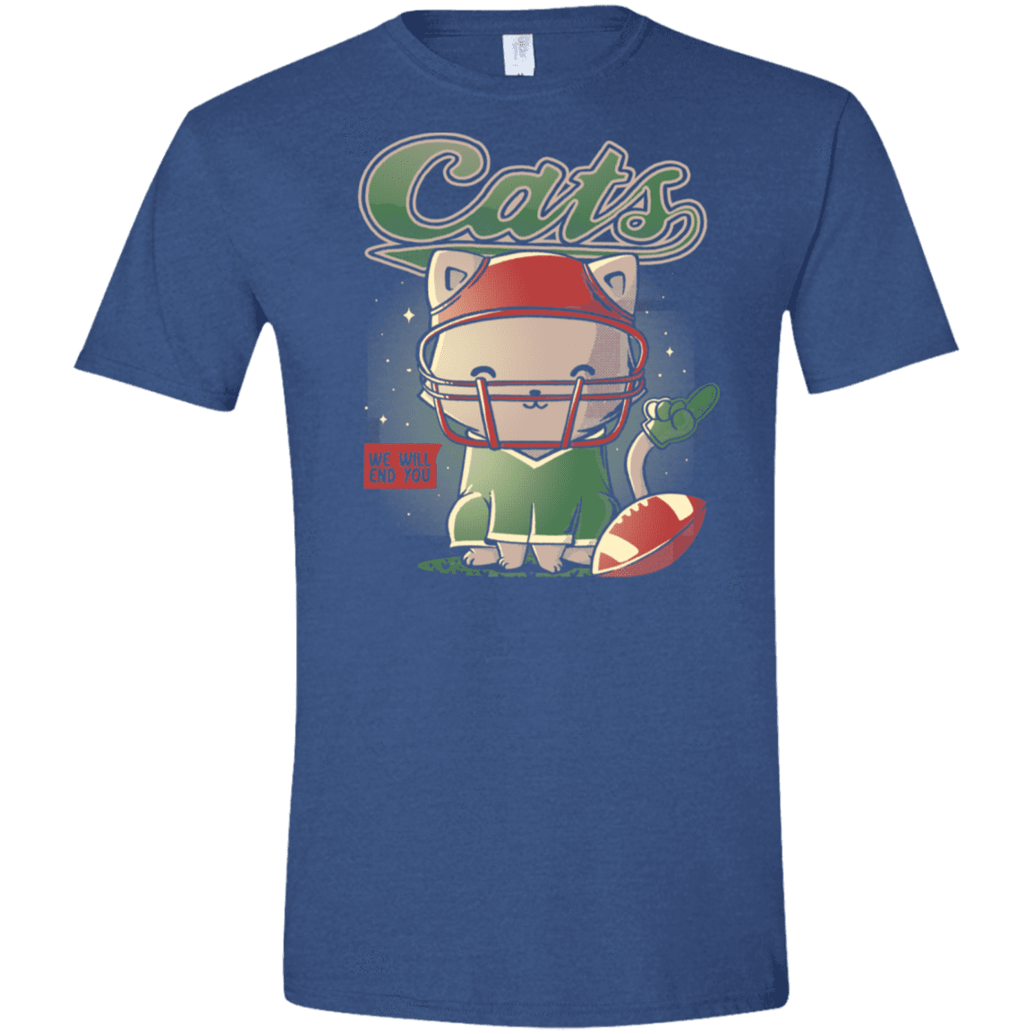 T-Shirts Heather Royal / X-Small Cats Football Men's Semi-Fitted Softstyle