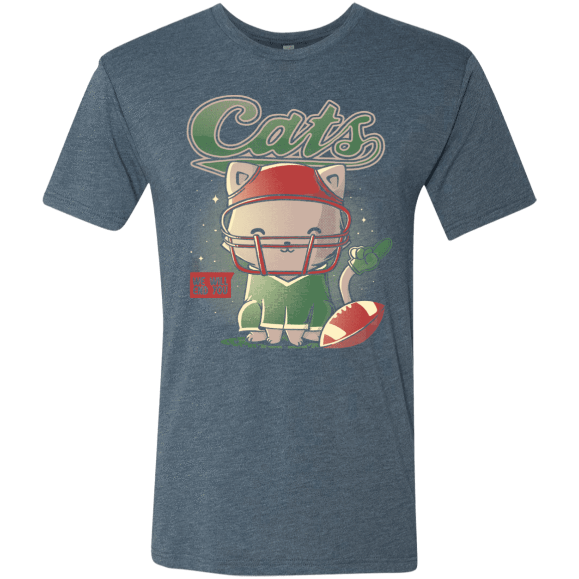 T-Shirts Indigo / S Cats Football Men's Triblend T-Shirt
