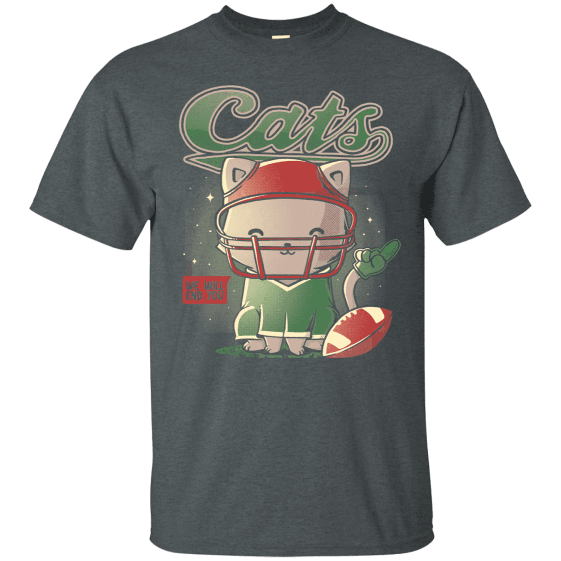 T-Shirts Dark Heather / S Cats Football T-Shirt