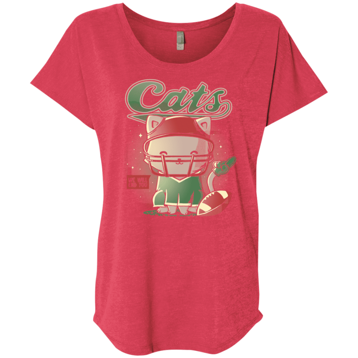 T-Shirts Vintage Red / X-Small Cats Football Triblend Dolman Sleeve