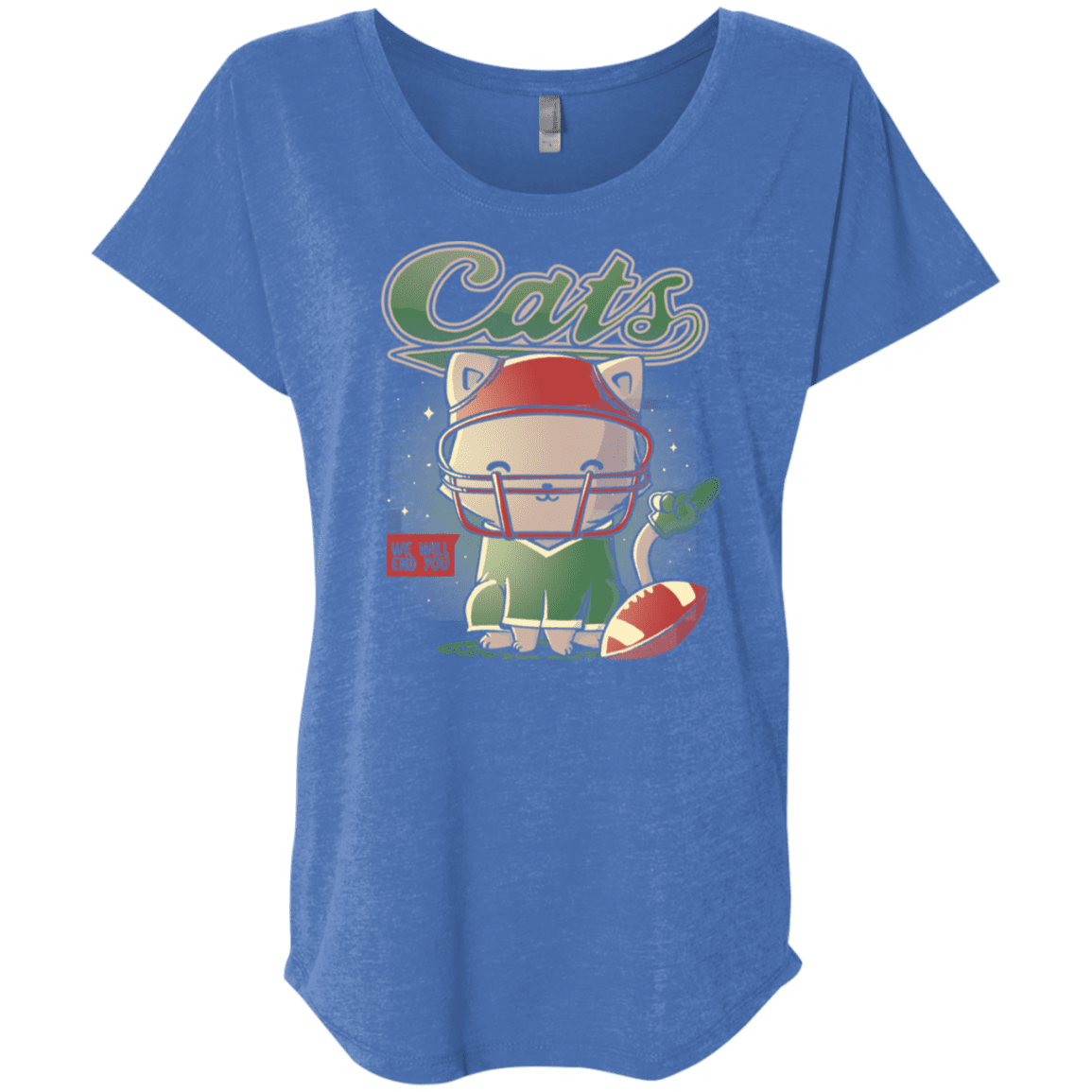 T-Shirts Vintage Royal / X-Small Cats Football Triblend Dolman Sleeve