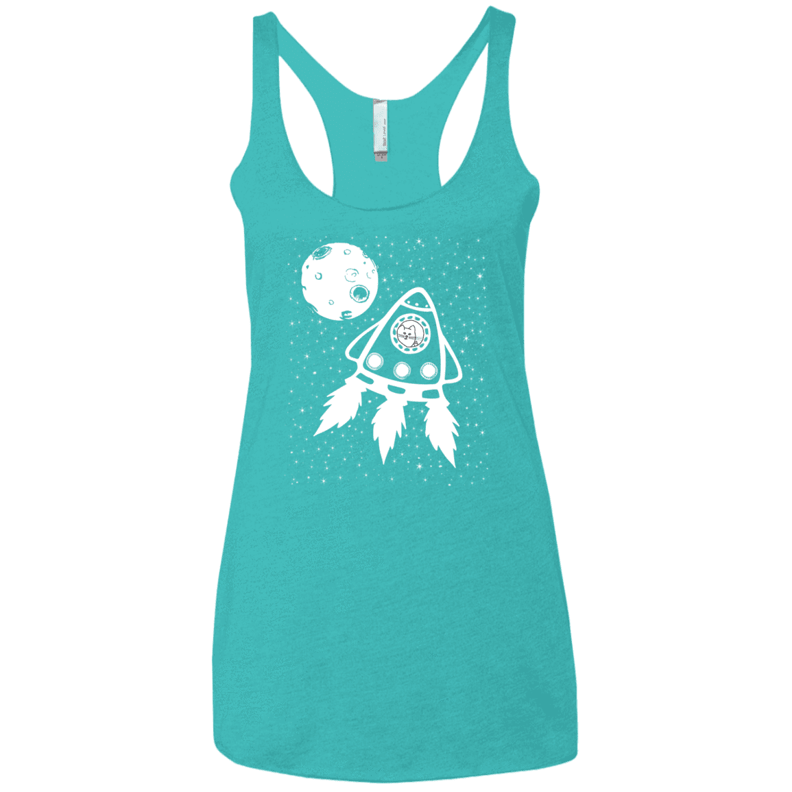 T-Shirts Tahiti Blue / X-Small Catstronaut Women's Triblend Racerback Tank
