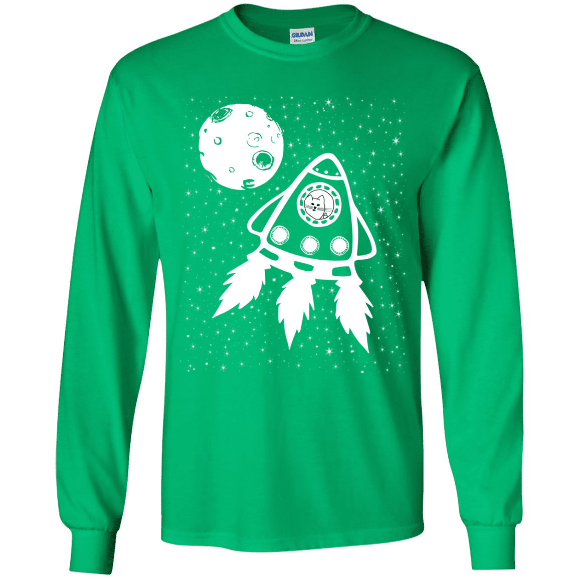 T-Shirts Irish Green / YS Catstronaut Youth Long Sleeve T-Shirt