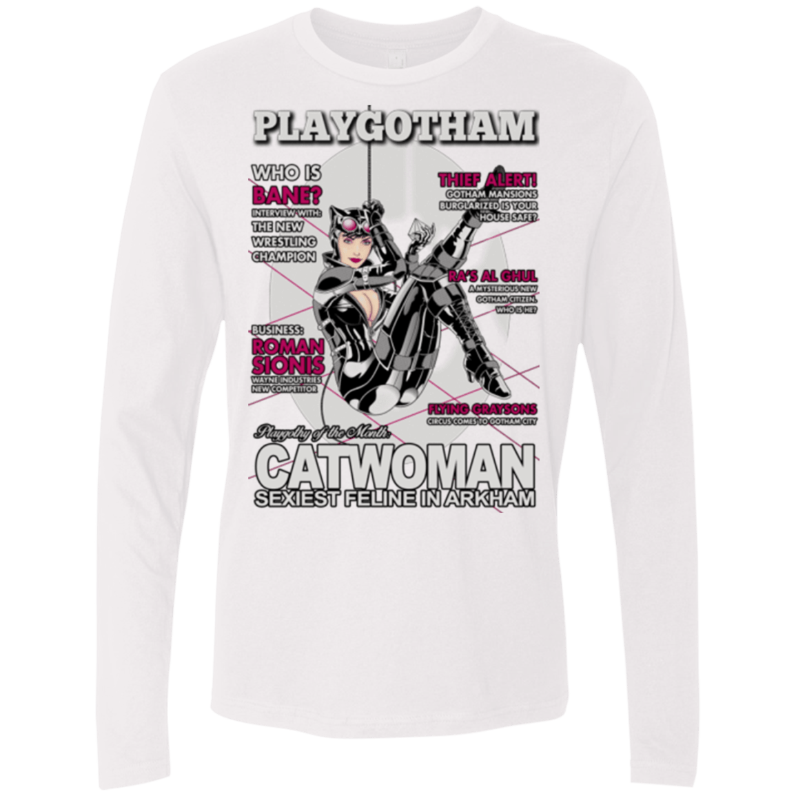 T-Shirts White / Small Catwoman PlayGotham Men's Premium Long Sleeve