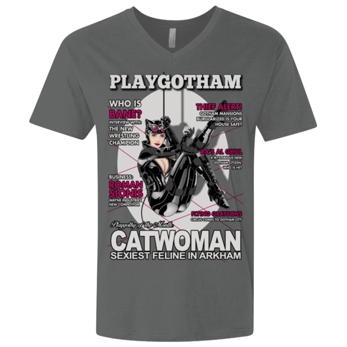 T-Shirts Heavy Metal / X-Small Catwoman PlayGotham Men's Premium V-Neck