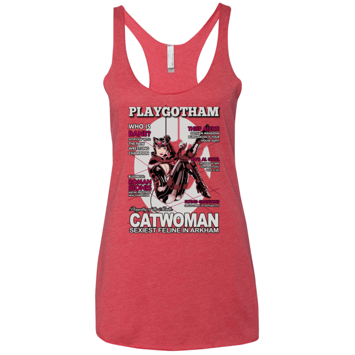 T-Shirts Vintage Red / X-Small Catwoman PlayGotham Women's Triblend Racerback Tank