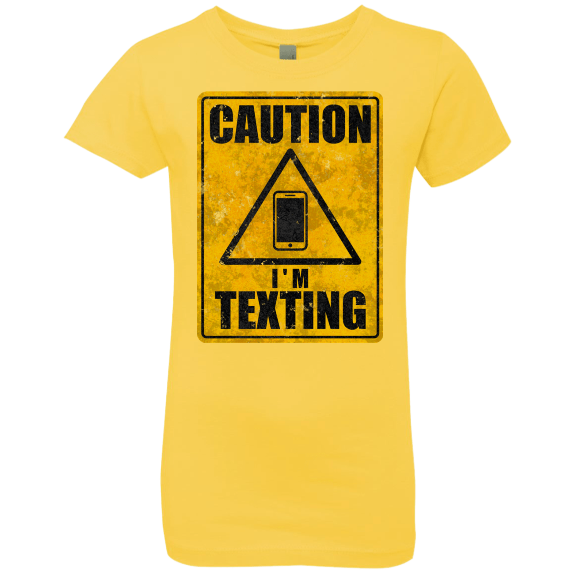 T-Shirts Vibrant Yellow / YXS Caution I'm Texting Girls Premium T-Shirt