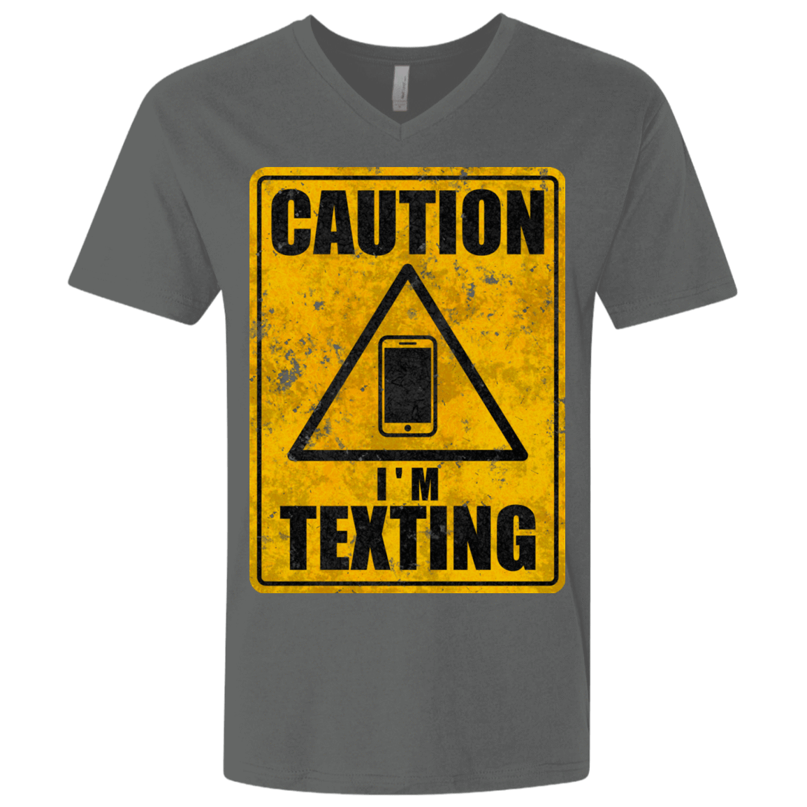 T-Shirts Heavy Metal / X-Small Caution I'm Texting Men's Premium V-Neck