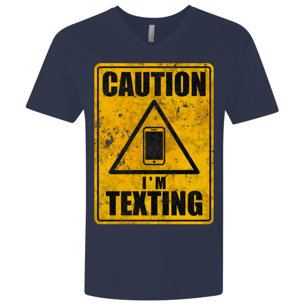 T-Shirts Midnight Navy / X-Small Caution I'm Texting Men's Premium V-Neck