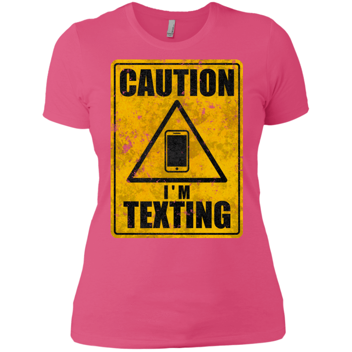 T-Shirts Hot Pink / X-Small Caution I'm Texting Women's Premium T-Shirt