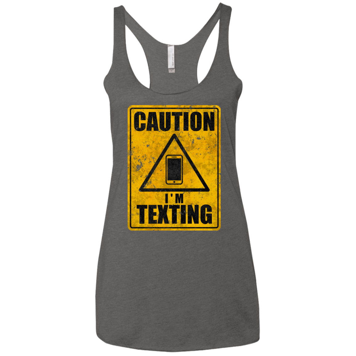 T-Shirts Premium Heather / X-Small Caution I'm Texting Women's Triblend Racerback Tank