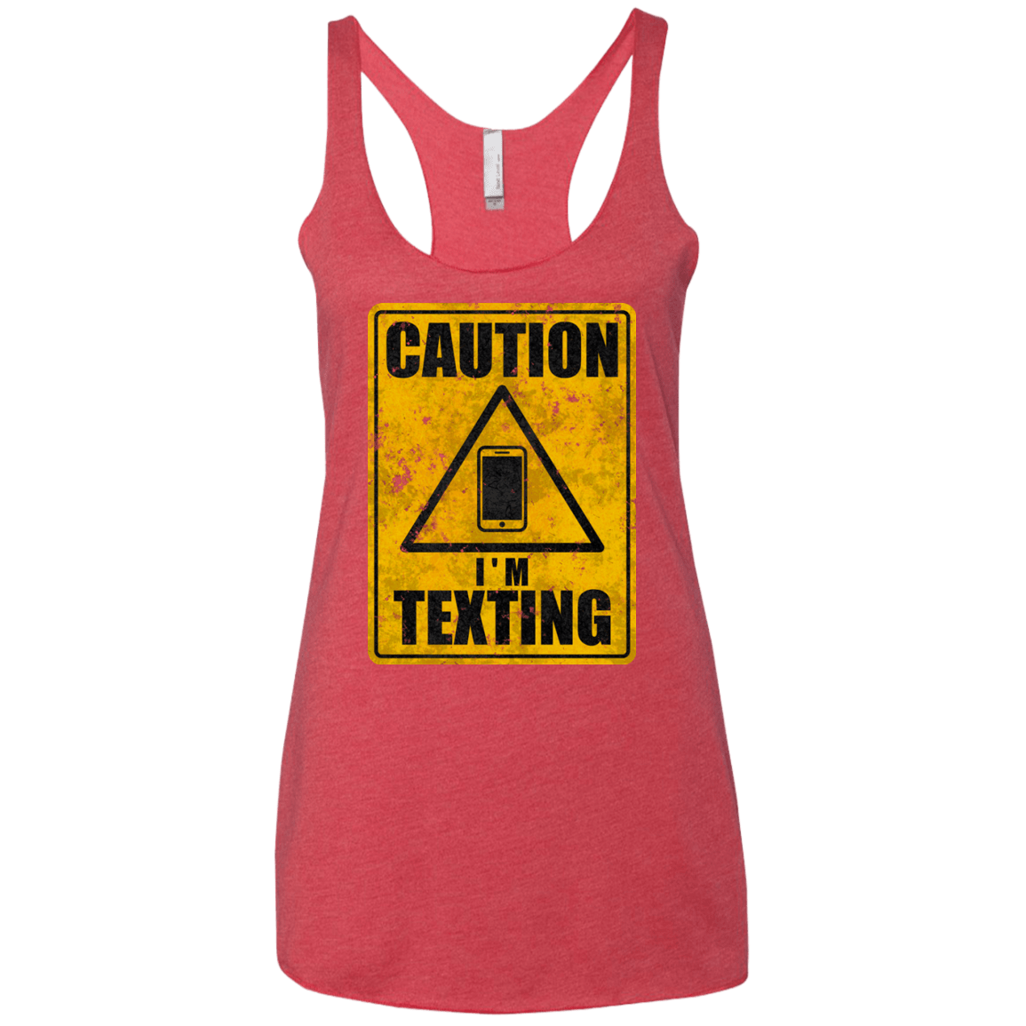 T-Shirts Vintage Red / X-Small Caution I'm Texting Women's Triblend Racerback Tank
