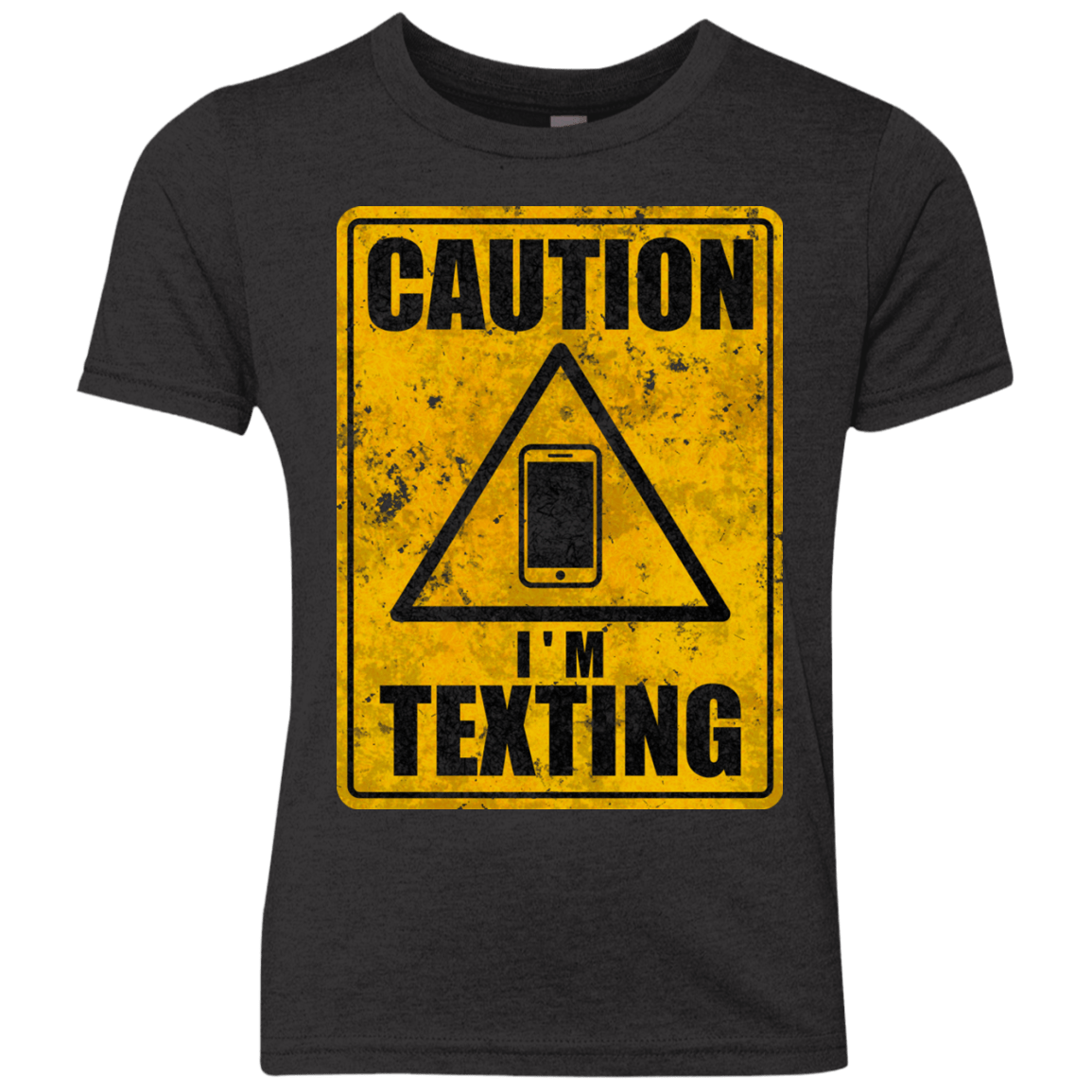 T-Shirts Vintage Black / YXS Caution I'm Texting Youth Triblend T-Shirt