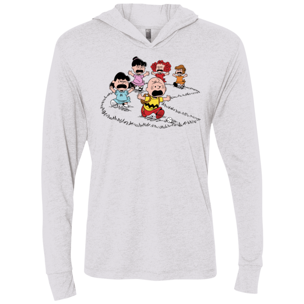 T-Shirts Heather White / X-Small Charlie Pac Man Triblend Long Sleeve Hoodie Tee
