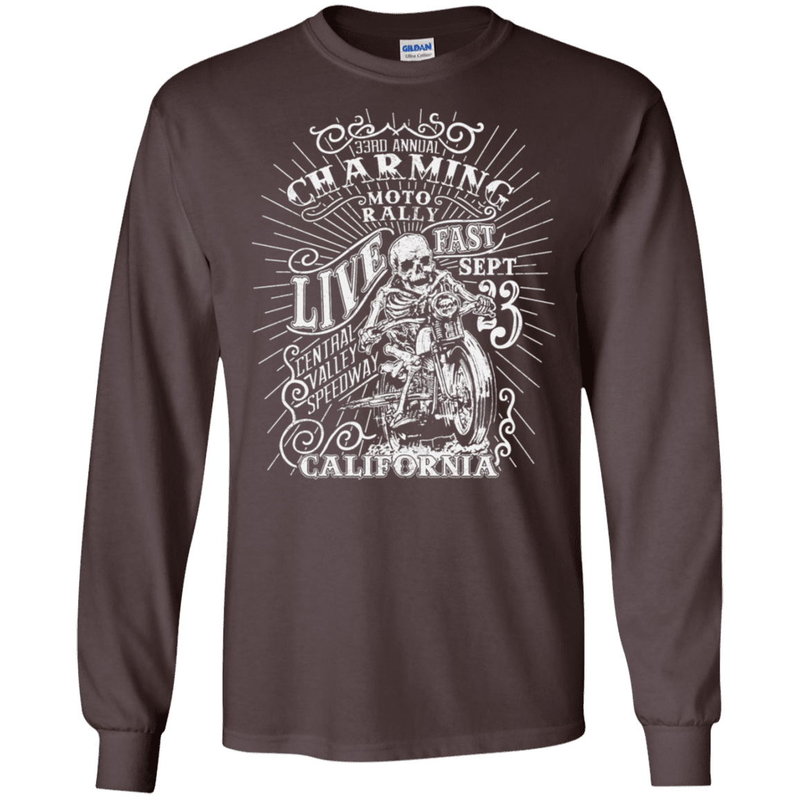 T-Shirts Dark Chocolate / S Charming Moto Rally Men's Long Sleeve T-Shirt