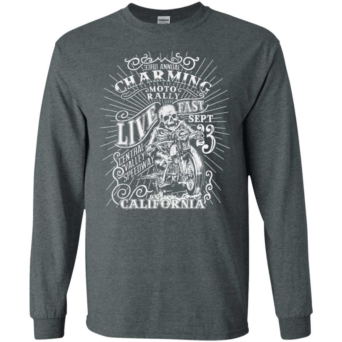 T-Shirts Dark Heather / S Charming Moto Rally Men's Long Sleeve T-Shirt