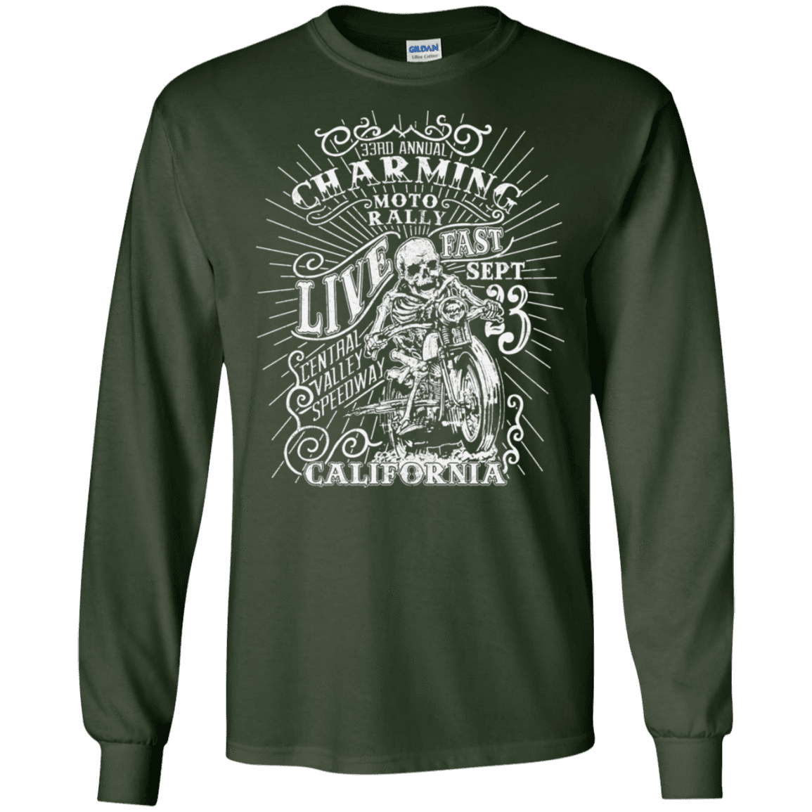T-Shirts Forest Green / S Charming Moto Rally Men's Long Sleeve T-Shirt