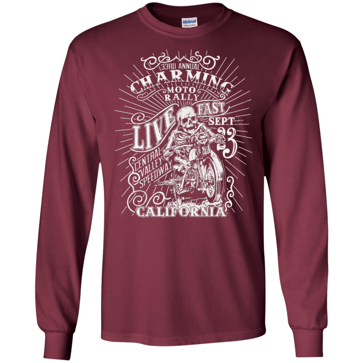 T-Shirts Maroon / S Charming Moto Rally Men's Long Sleeve T-Shirt